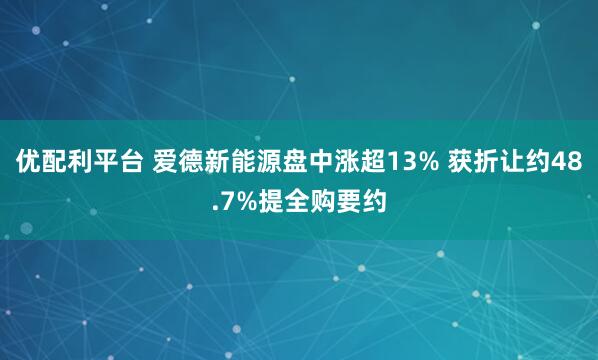 优配利平台 爱德新能源盘中涨超13% 获折让约48.7%提全购要约